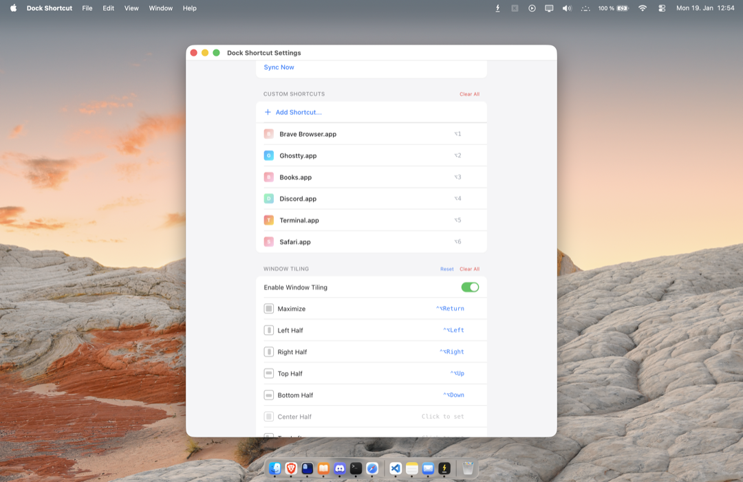 Window tiling and shortcuts